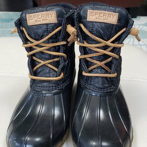 Sperry Boots Top Sider Waterproof Woman 8.5 M Size Black Rubber